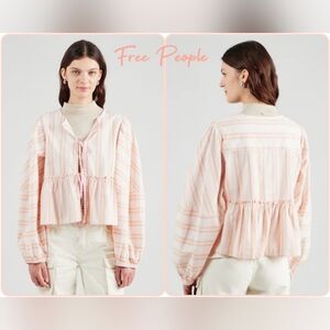 Free People Brunch Babe Blouse Size XS NWT Color Pink Yellow